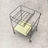 Minimalist perforated metal serving trolley in mid-century style, 1960s.