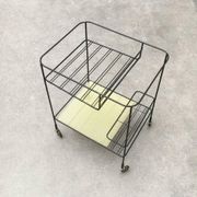Minimalist perforated metal serving trolley in mid-century style, 1960s.