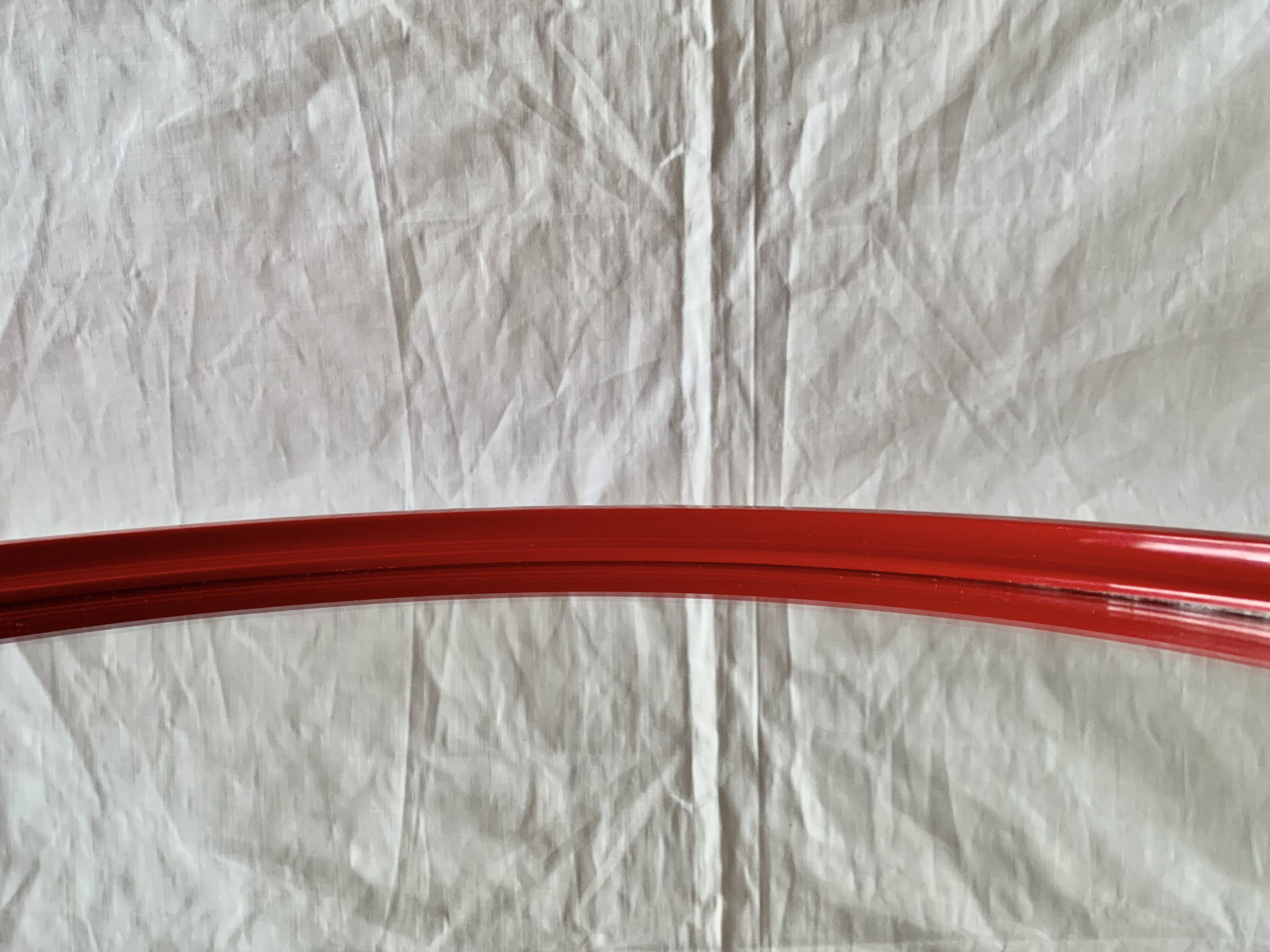 Vintage round red plastic mirror