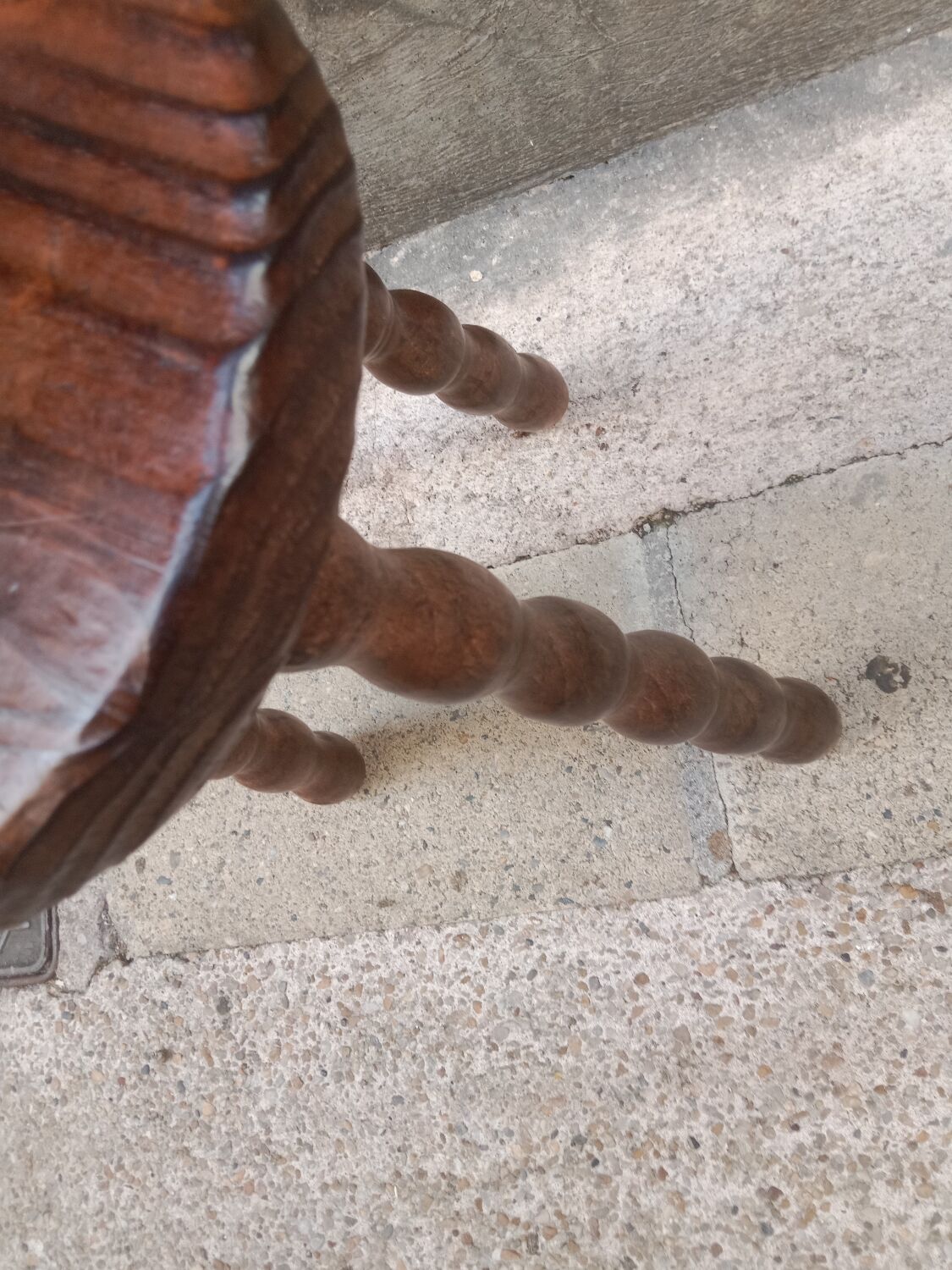 Beaded wood tripod stool