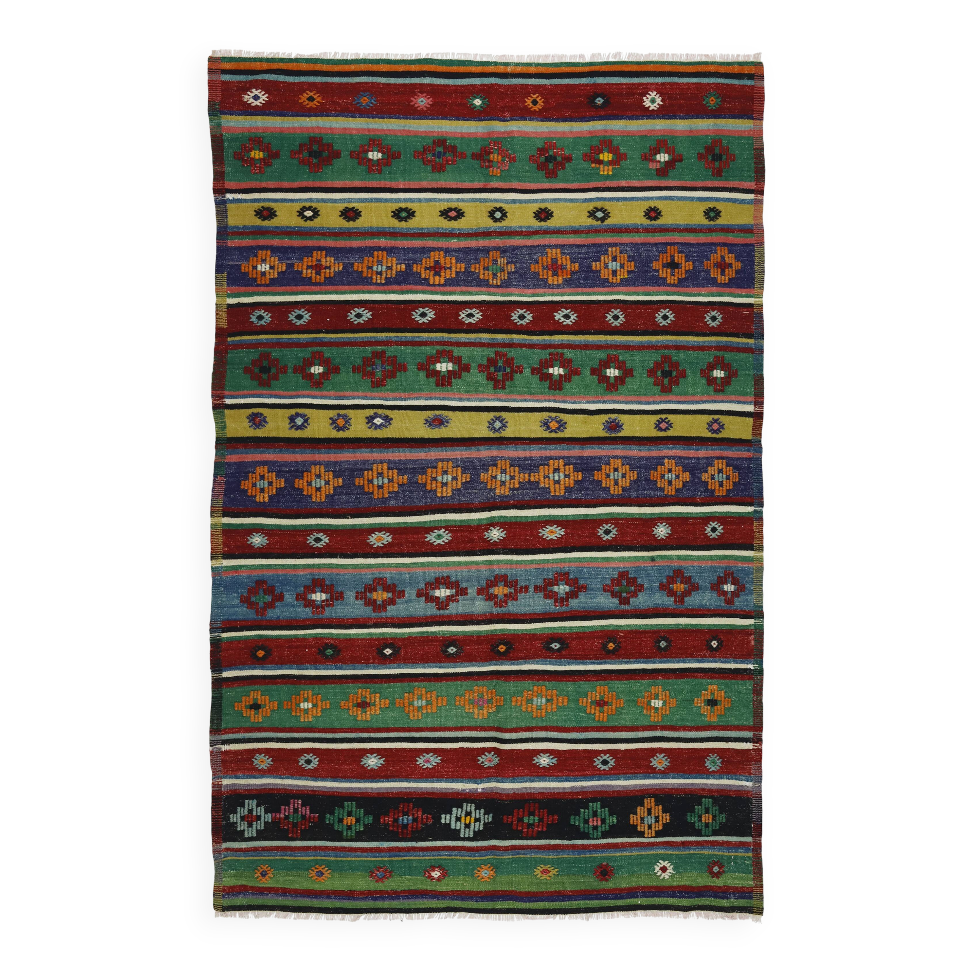 Kilim Oushak vintage multicoloured striped 250 x 163 cm