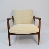 Fully restored vintage armchair by E.Homa, 1960s, beige cord