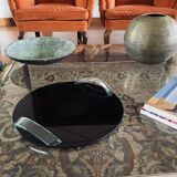 Hollywood regency black glass tray, Italy 1970s