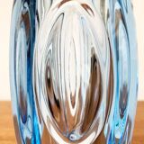Blue glass vase model 914 mid-century by Rudolf Schröter for Rosice, 1950s