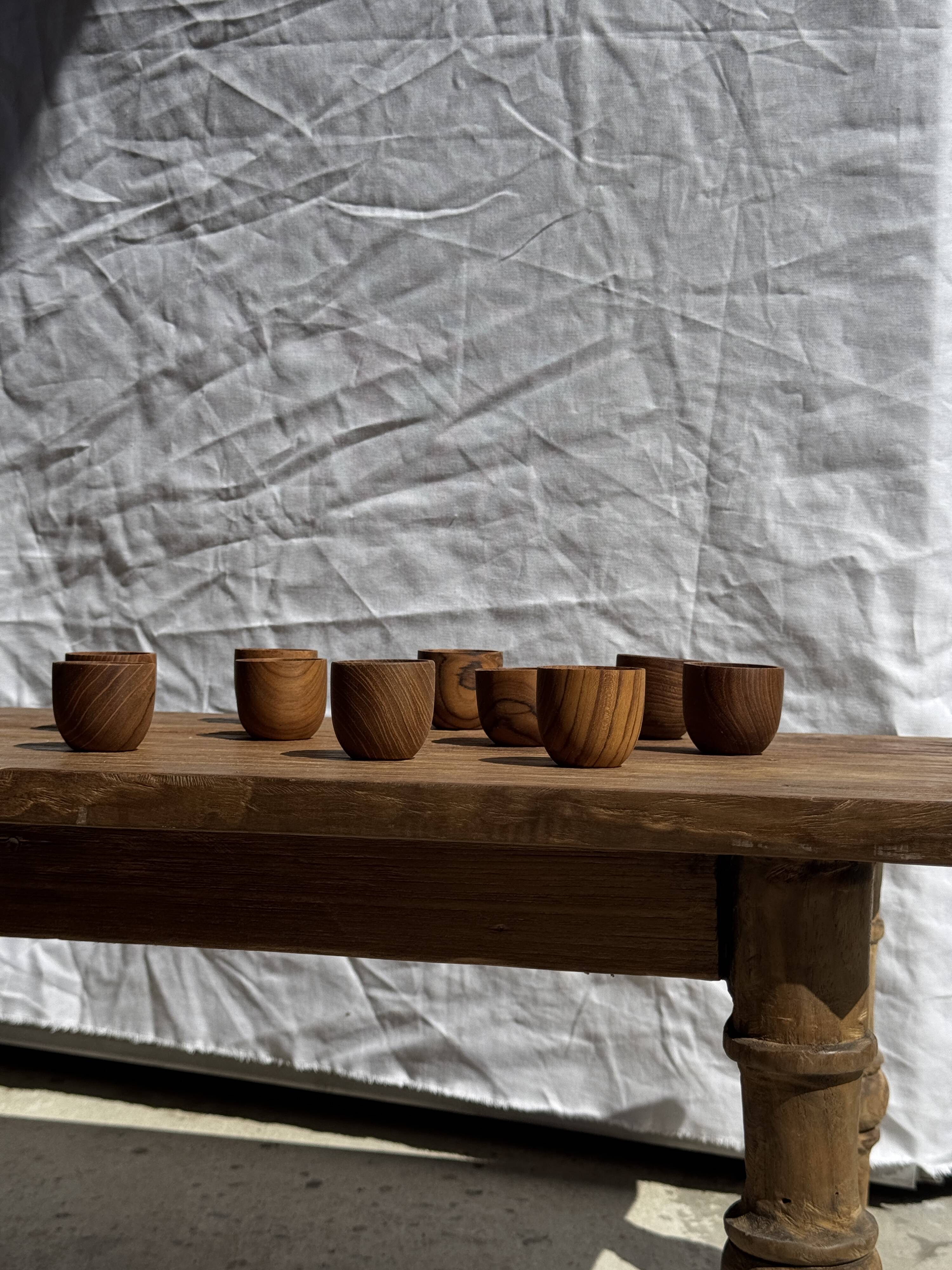Mini cup, saucer or egg cup in teak H5 D5