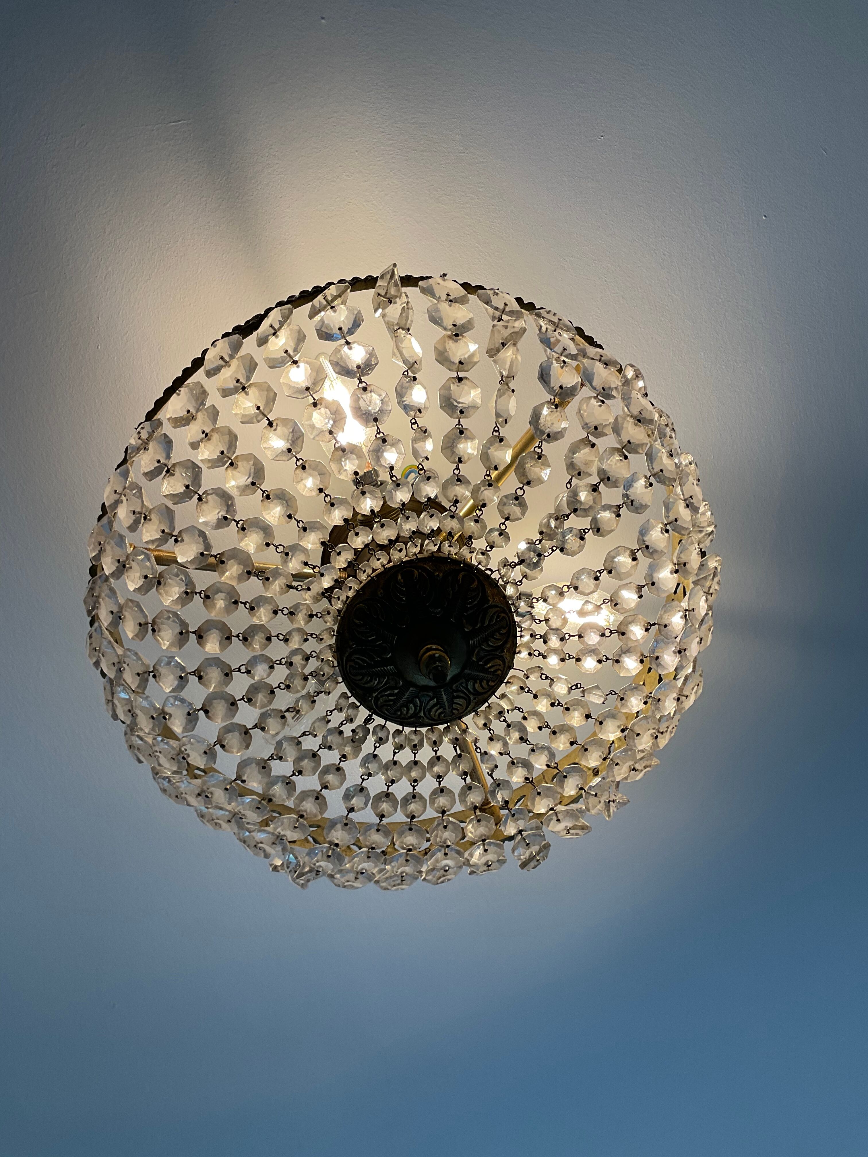 Old ceiling lamp basket with grapevines and bronze