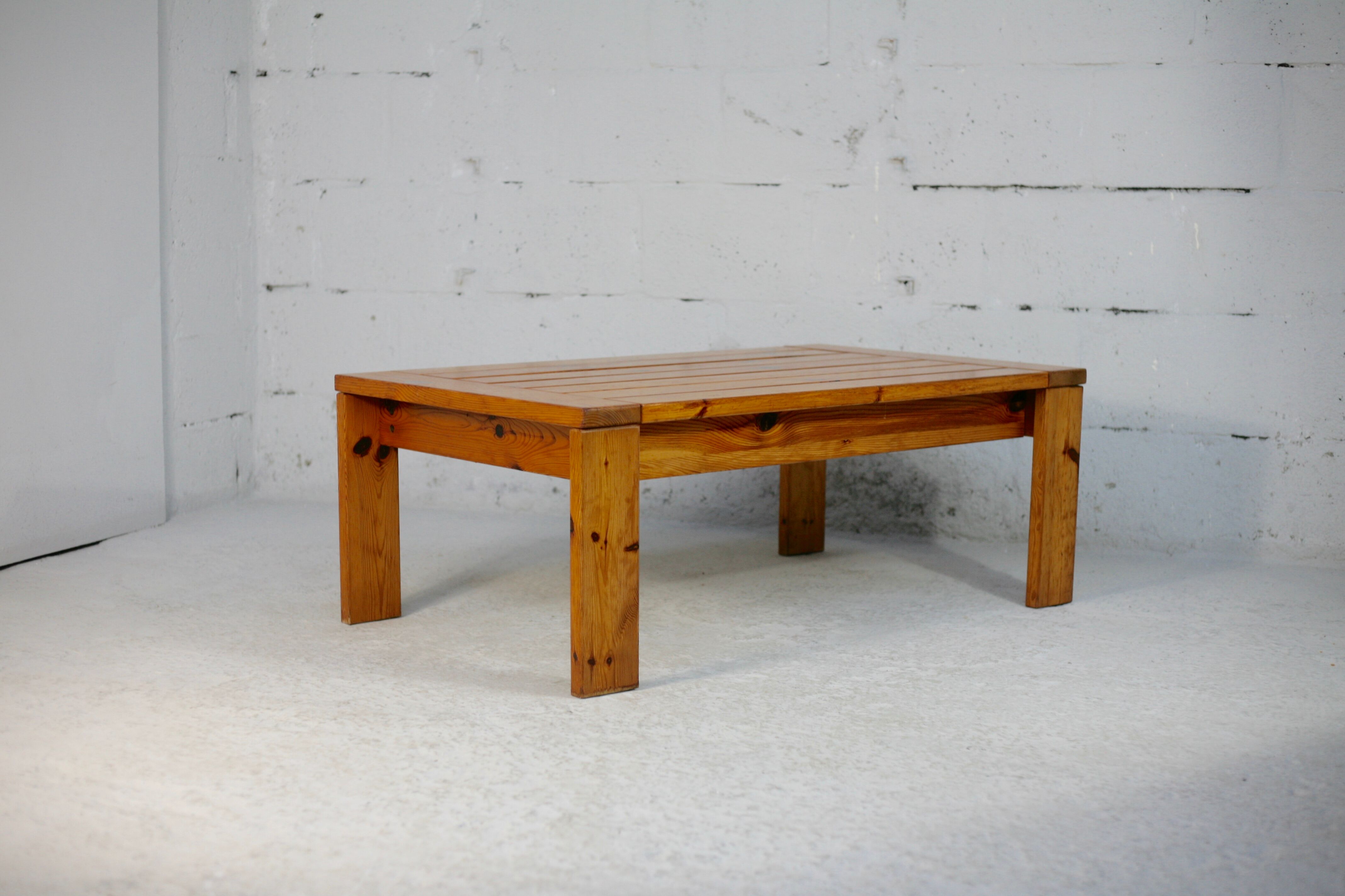Pine coffee table. France, circa 1970