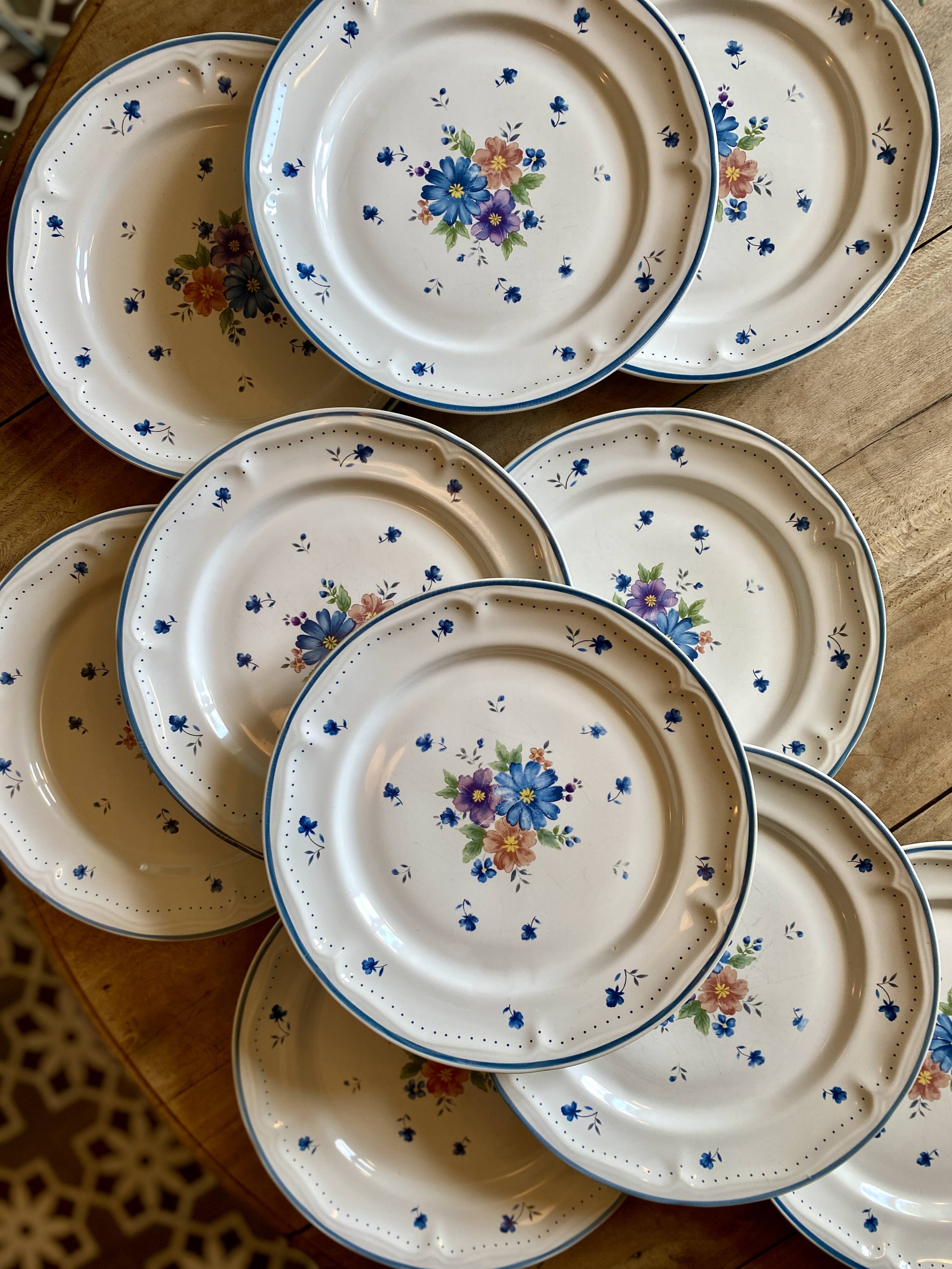 Set of 10 vintage flat plates