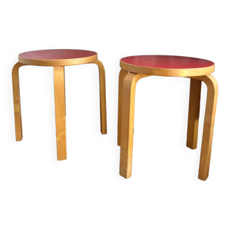 2 vintage Alvar Aalto E60 stools