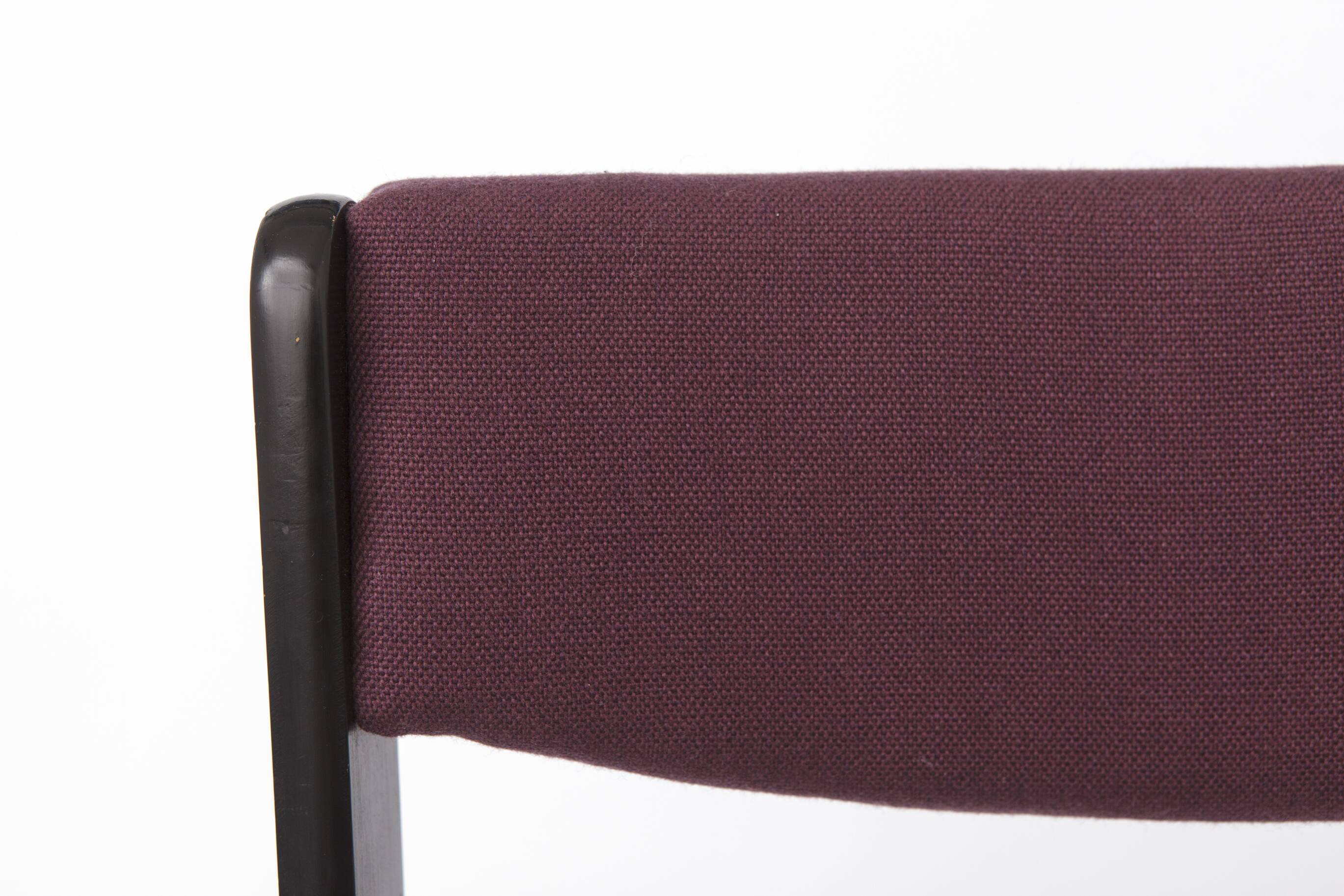 1 of 6 Vintage German Dining Chair, 1950s–1960s, Black Beechwood, Pastel