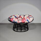 Papasan rattan lounge chair 1970s