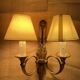 "50s hunting horn wall light, clip-on lampshades"