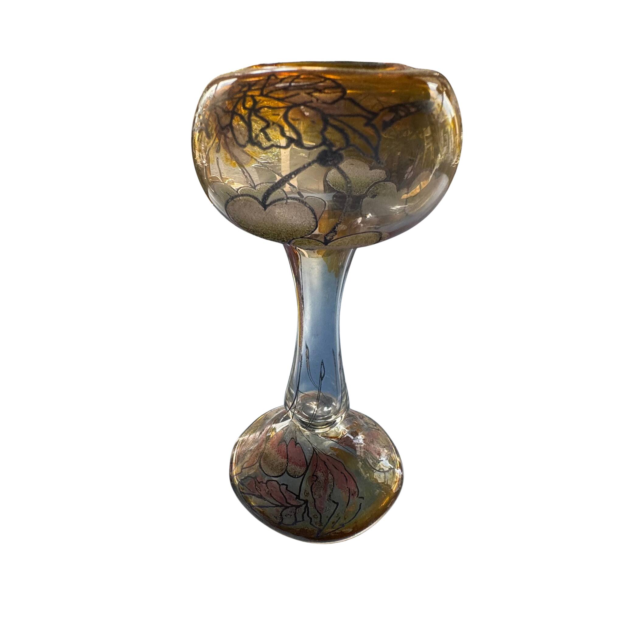 Glass vase signed Vera Walther – German art glassworks, 19th century