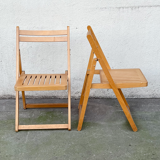 Pair of beech folding chairs