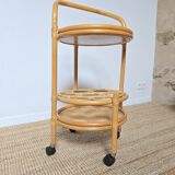 Vintage rattan bar trolley