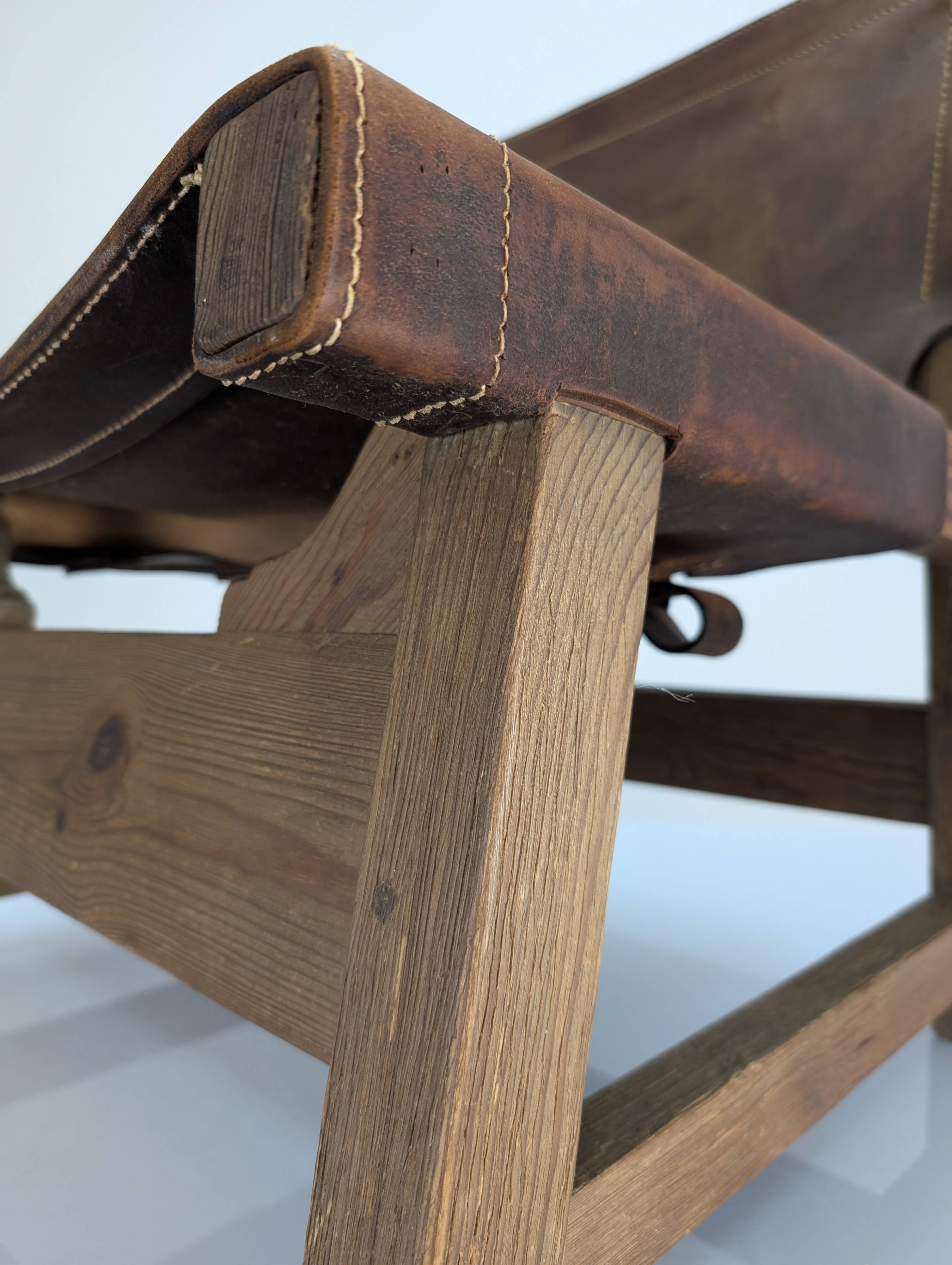 Set of 5 Spanish Leather and Oak Chairs