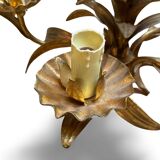 1960s Hollywood Style Gold Metal Chandelier, Fleuri