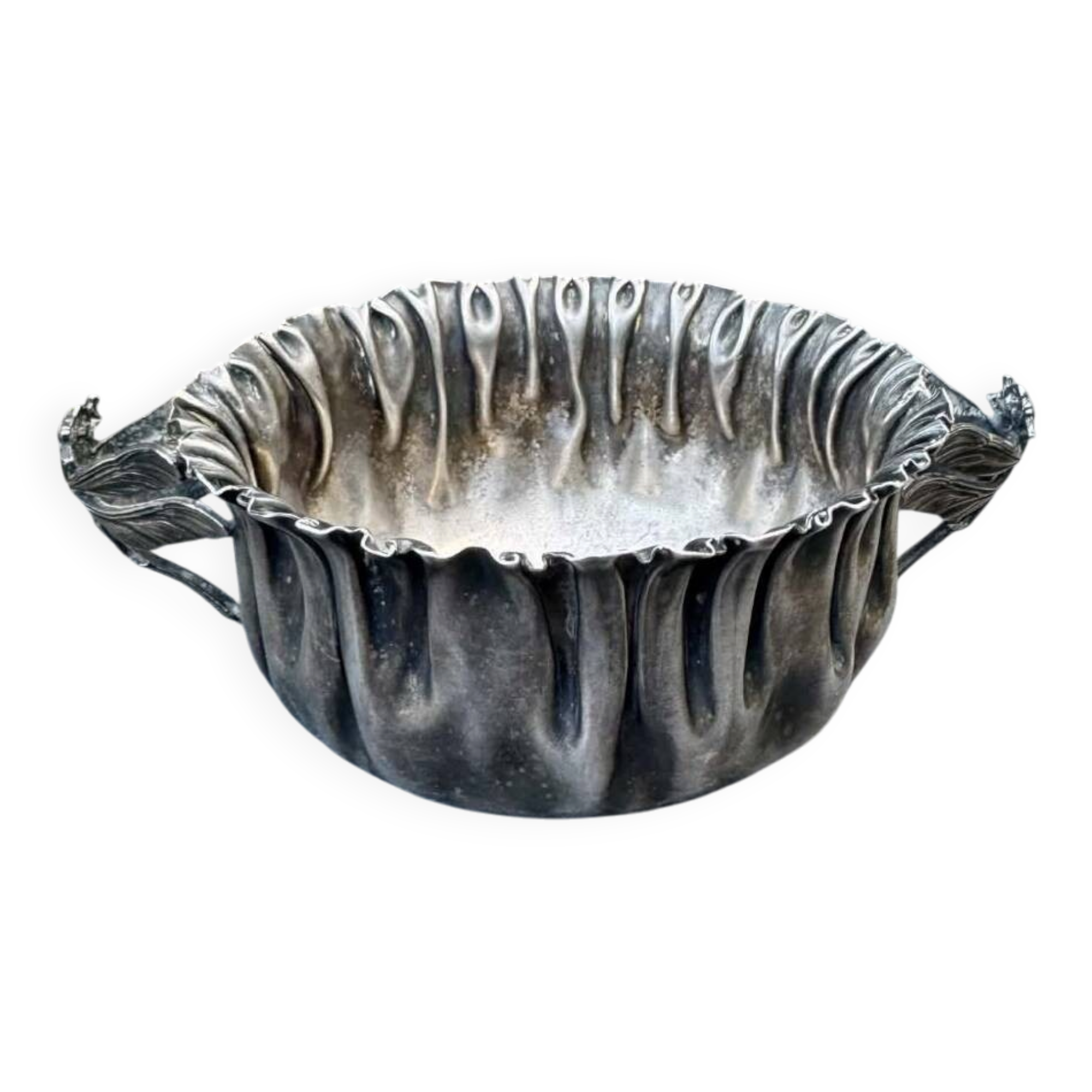 Silver fruit bowl with dragonflies Art Nouveau