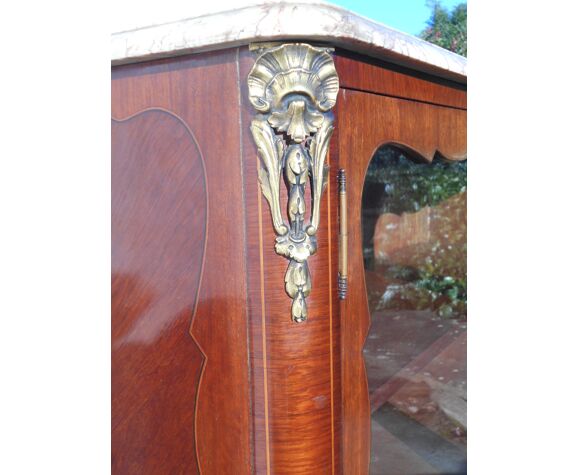 Rosewood marquetry display case and marble plan