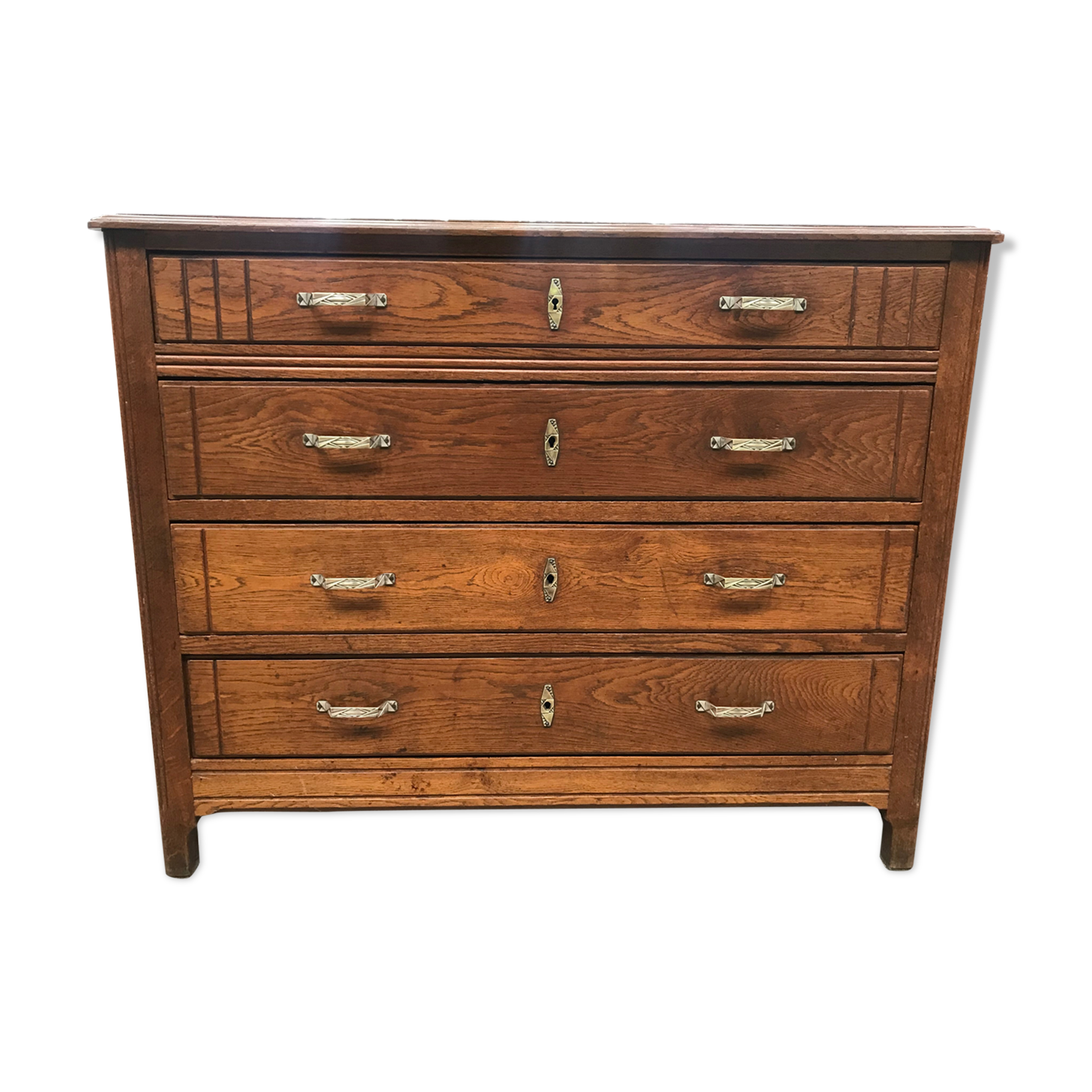 Art deco solid oak chest of drawers