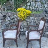 Pair of French mahogany armchairs from the Restoration period