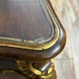 curved chest of drawers with Venetian doors, Louis XV style, in mahogany and gilded wood