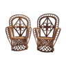 Duo of rattan doll chairs