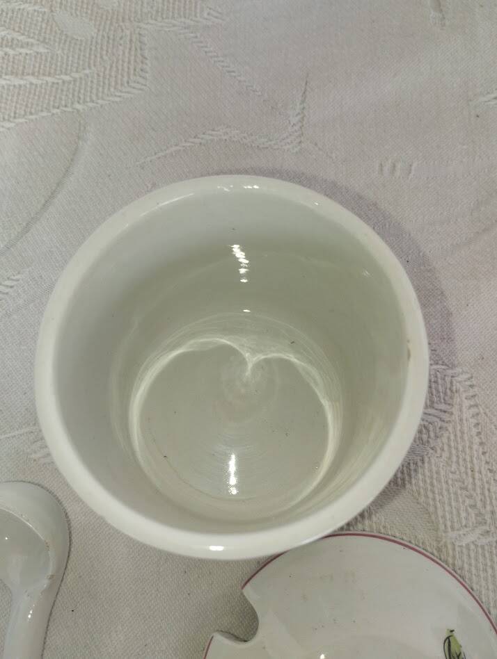 Vintage ceramic confit pot with spoon – 1950s