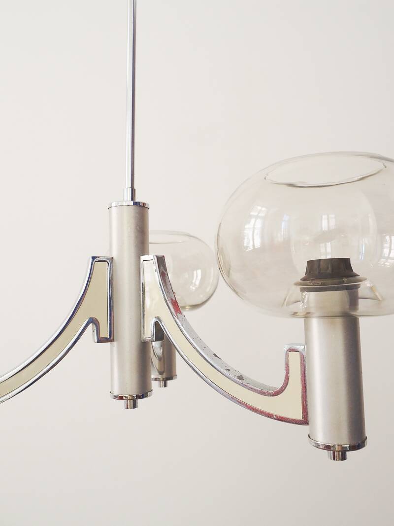 Chandelier with 3 lights by Gaetano Sciolari – Italian design from the 1970s.