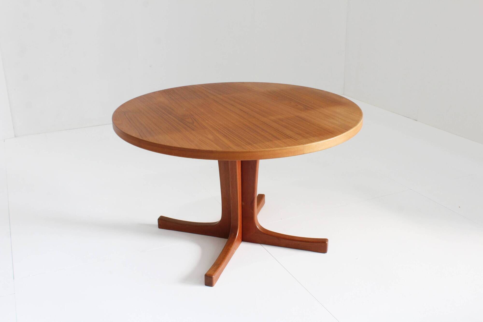 Vintage Danish round extendable dining table teak 1960s