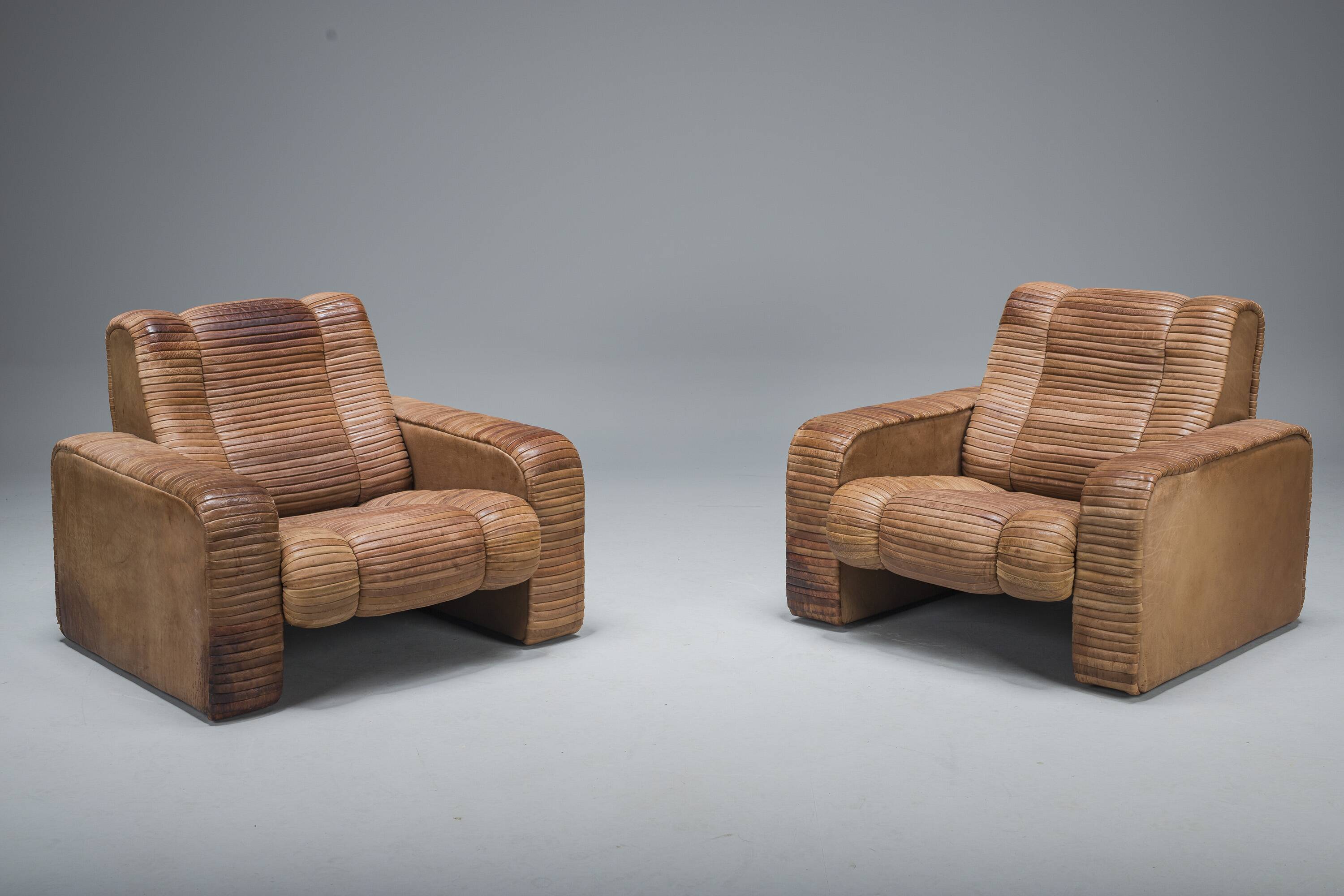 Set of Armchairs in Patchwork Leather by Ernst Lüthy for De Sede