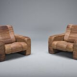 Set of Armchairs in Patchwork Leather by Ernst Lüthy for De Sede
