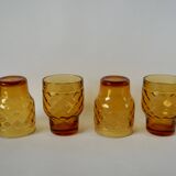 Set of 4 Pernod amber glasses from the 70s