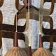 Suspension 3 arms rattan and teak vintage 60s