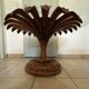 Set of 3 vintage coffee tables in carved wood and glass – floral pattern