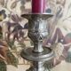Antique silver-plated metal candlesticks