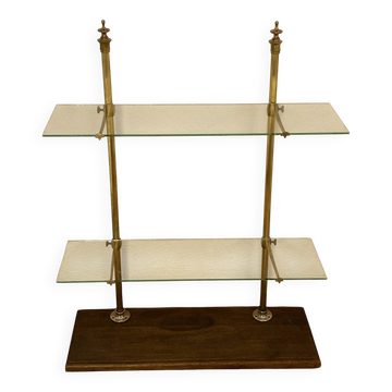 Étagère, vitrine de comptoir  en verre, laiton et bois, Siegel Paris 