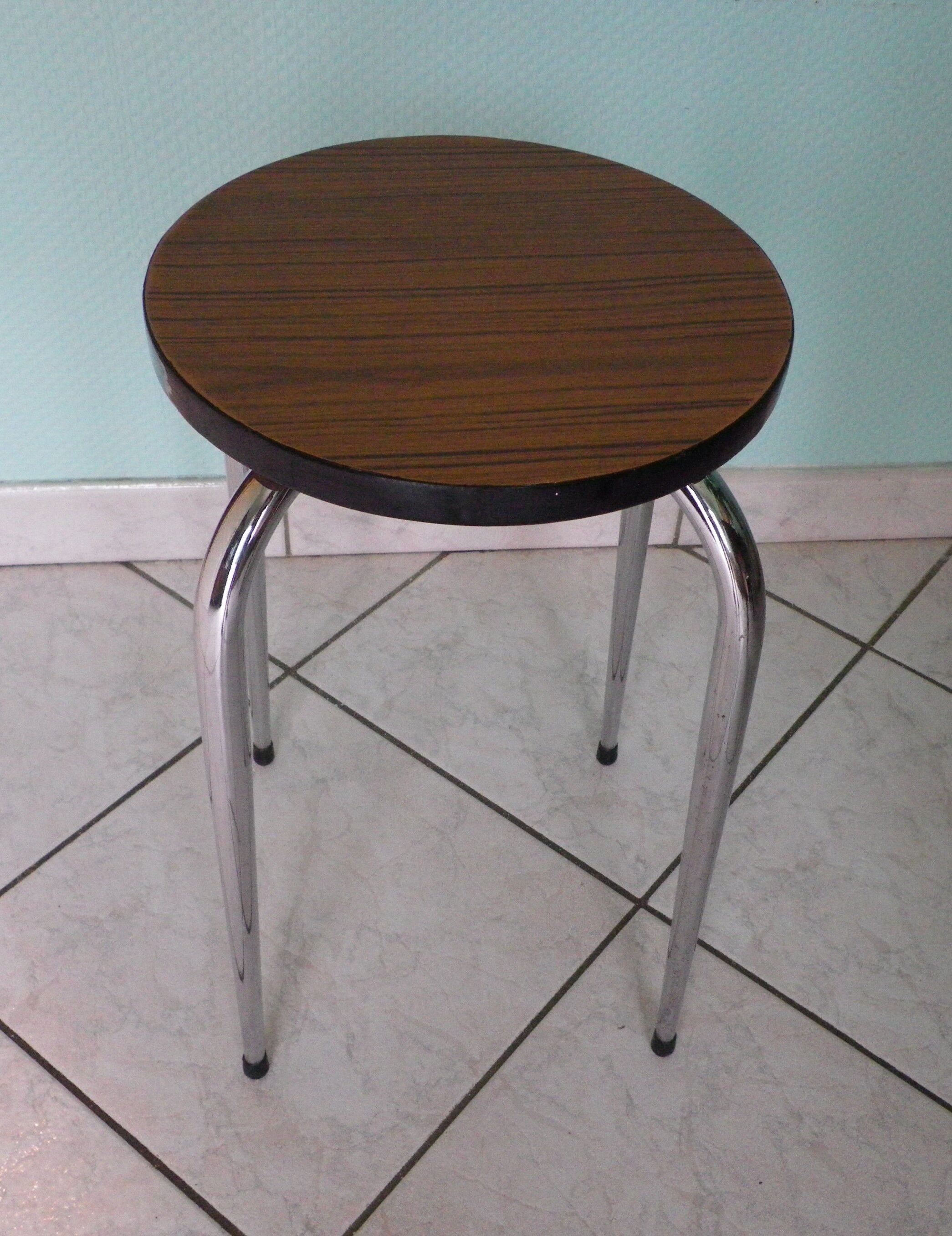 Vintage stool, formica and chrome feet, 60s