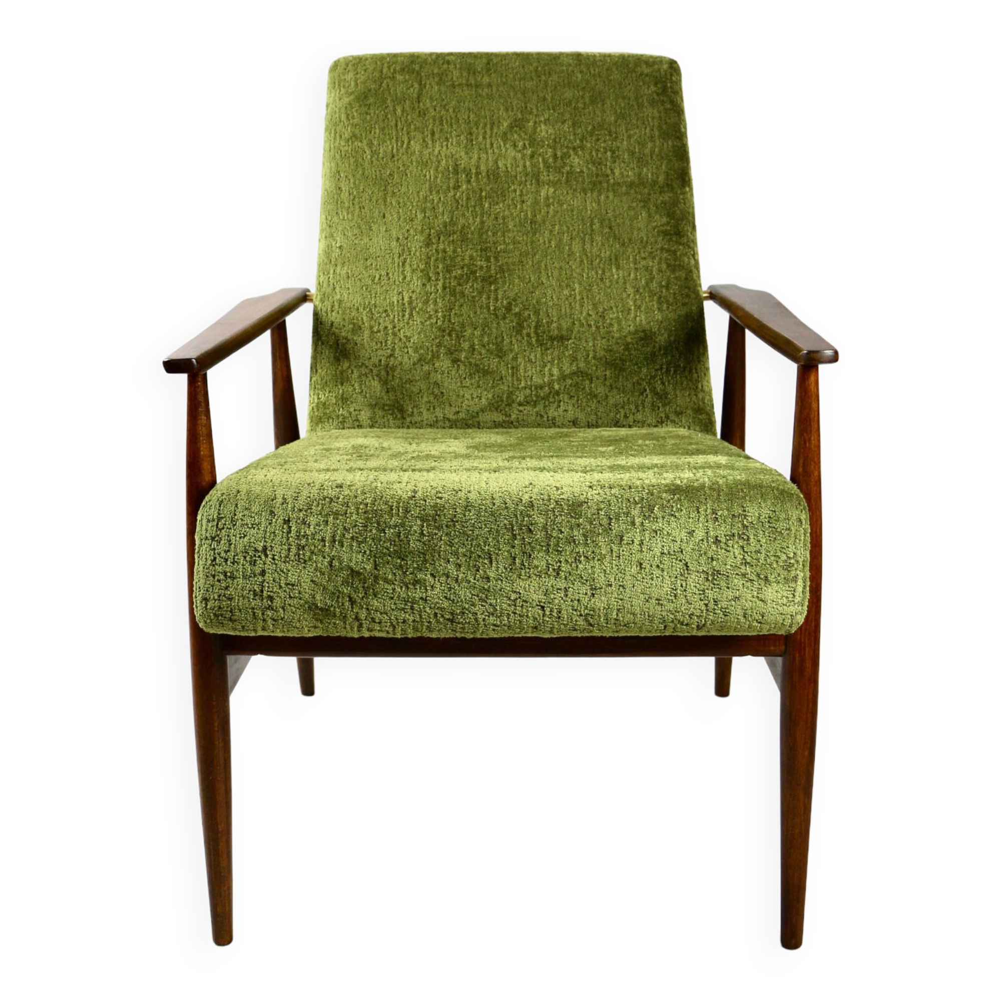 Vintage Green Olive Fox Easy Chair, 1970s