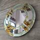 Venetian round mirror in amber murano glass by Mazzega 1960s