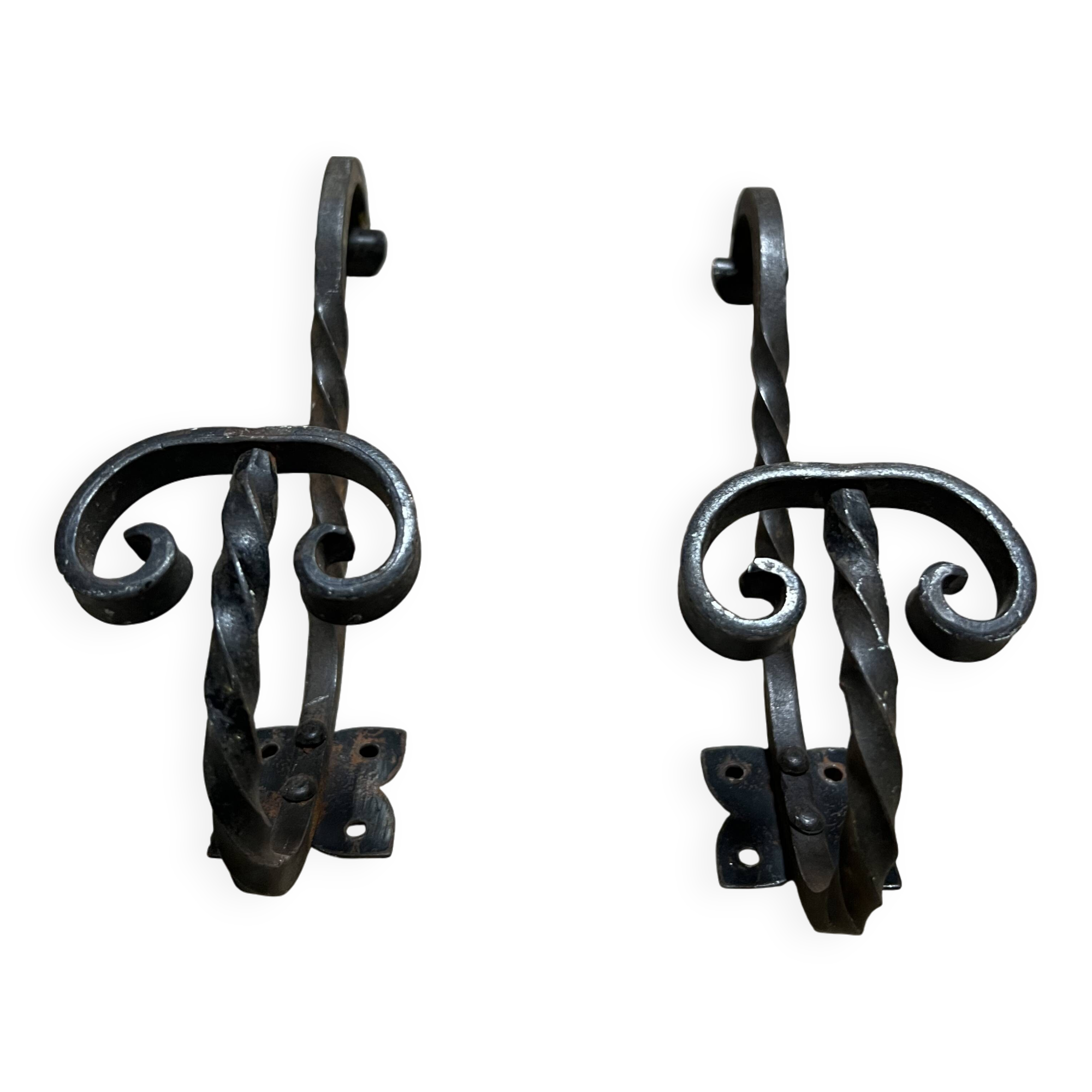 Pair of Medieval Style Wrought Iron Wall Brackets