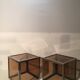 Paire de tables d’appoint cube en plexiglas & acier chromé 1970