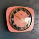 Vintage formica clock silent trapeze wall pendulum "Odo pink black"
