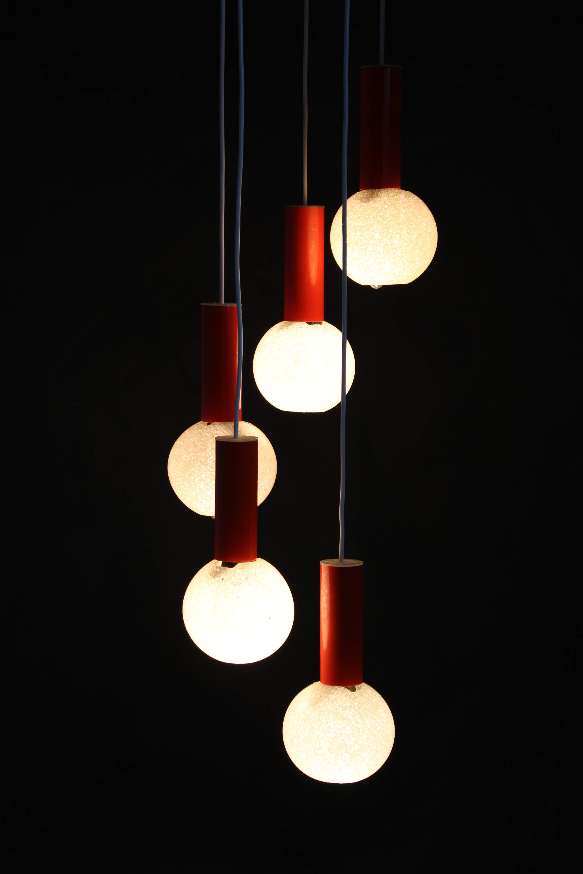 1970s Cascade Chandelier with Plastic Shades by Pokrok Zilina, Czechoslovakia