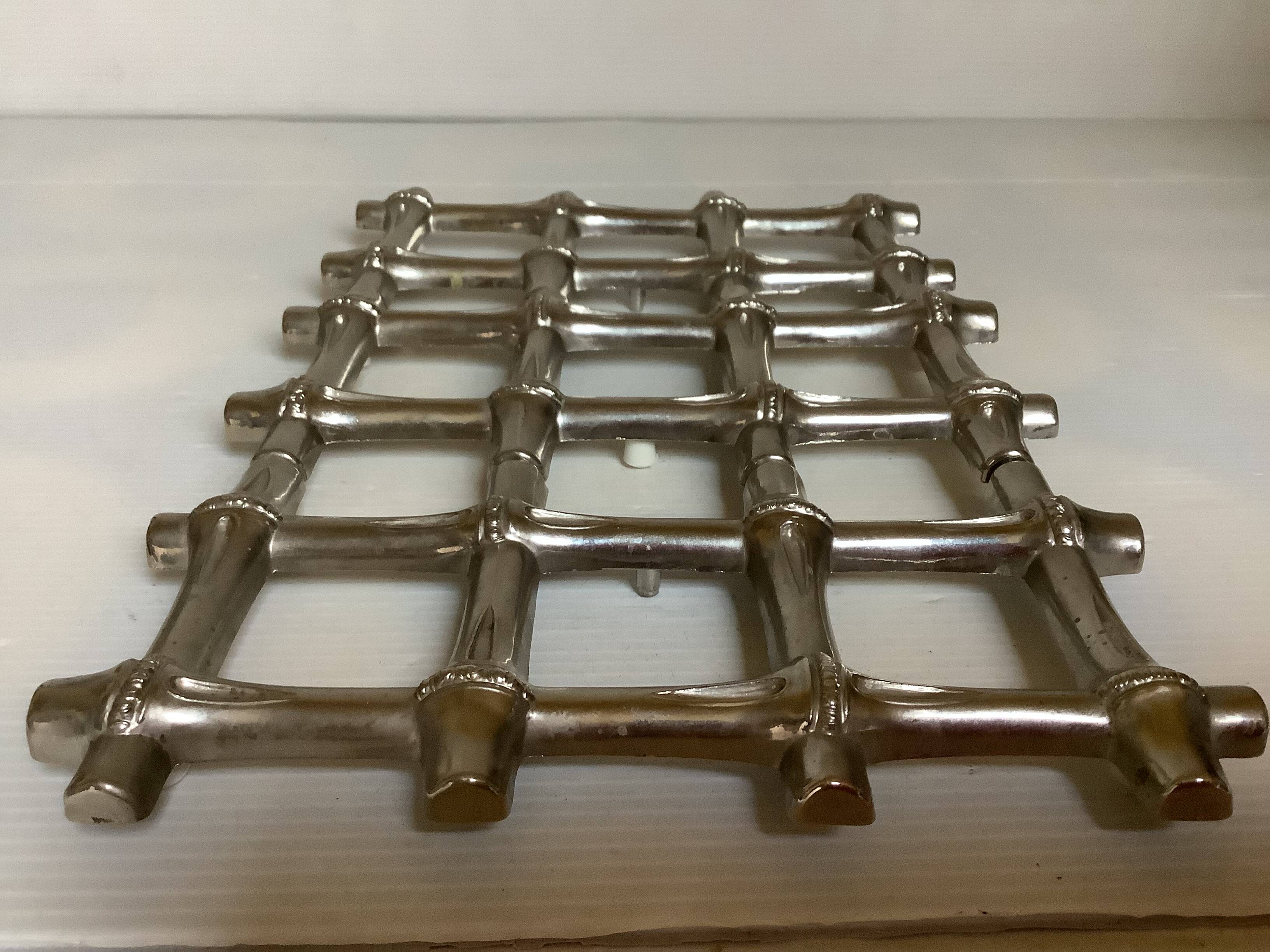 Large silver-plated bamboo trivet