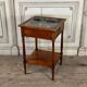Refreshment table in mahogany, grey marble top, two zinc buckets, 18th century.