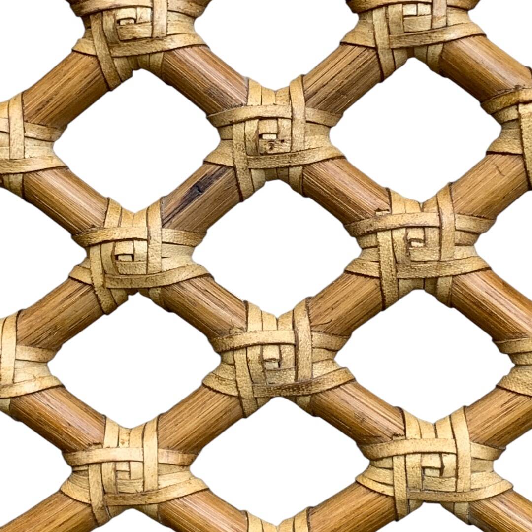 Rattan and leather headboard 140cm vintage 1970