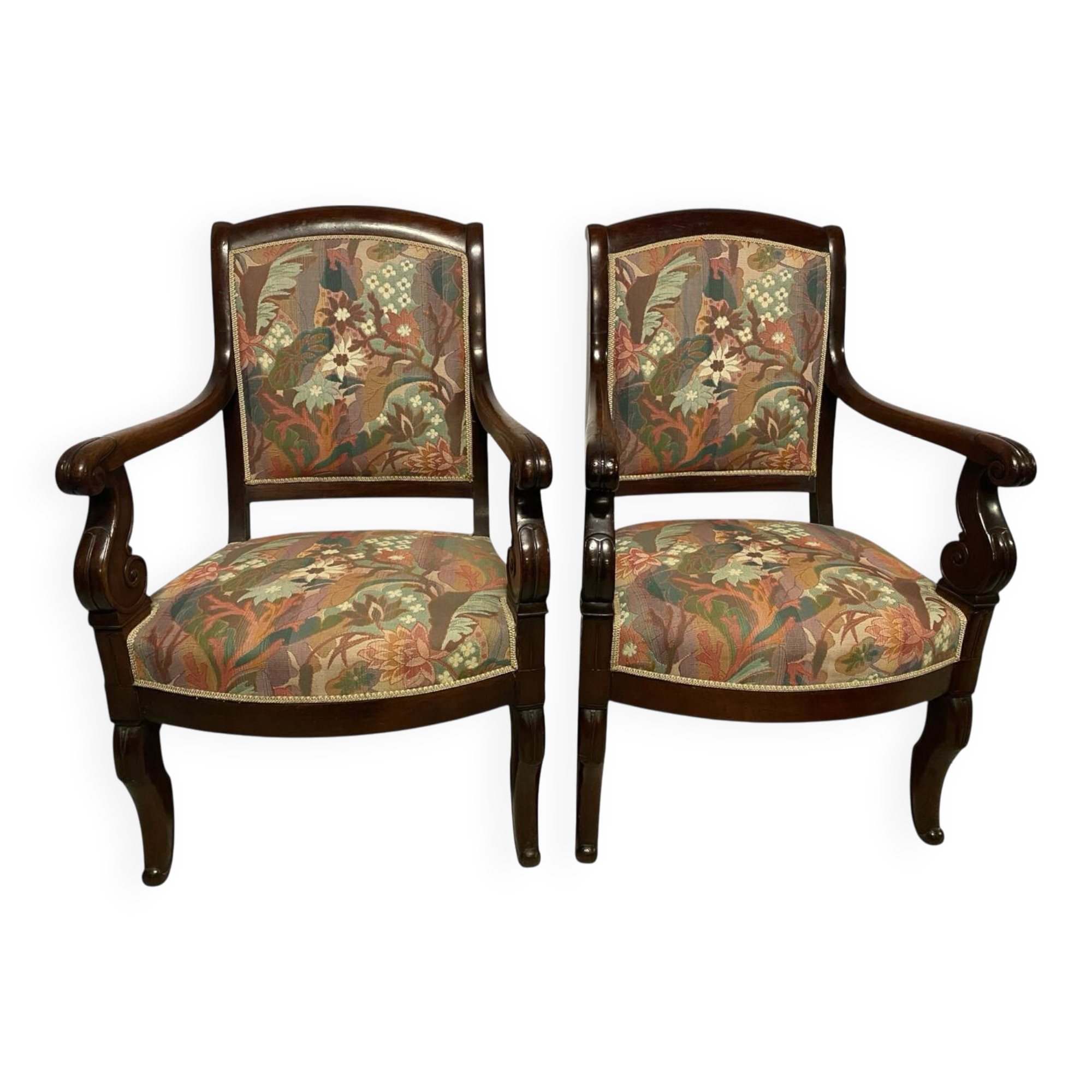 Four 19th century mahogany armchairs