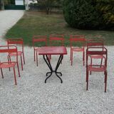 Set of 7 chairs and 1 table Tolix