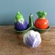 Vegetable salt and pepper shaker in slip